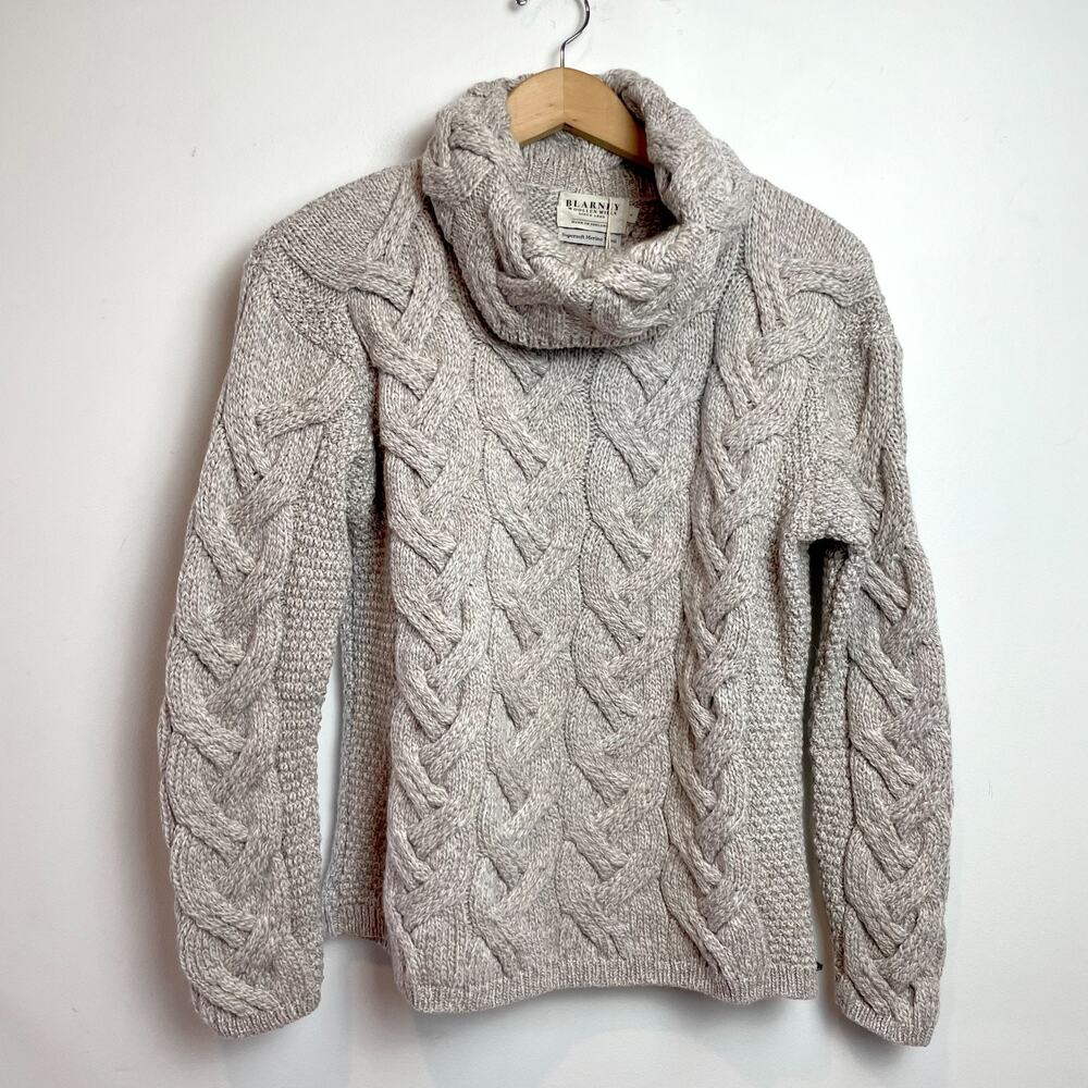 NWT Blarney Woollen Mills Chunky Cable‎ Knit Sweater Small Fisherman Irish Wool